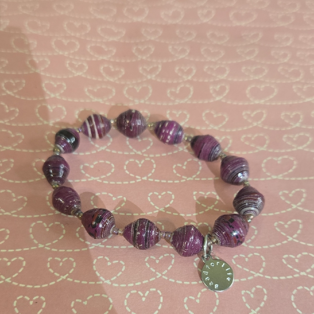 Purple Beaded Bracelet Wy6